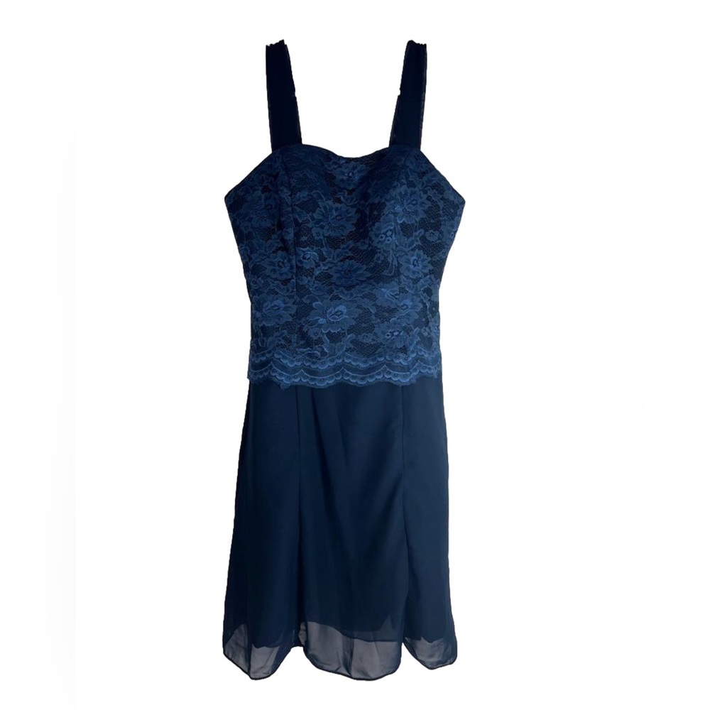 NWT WEDDING DRESS 1/2 Top Lace Party Cocktail Navy Formal Dress‎ A-Line Size 2